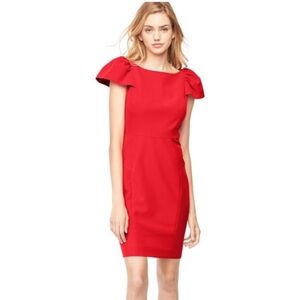 Milly Red Cady Gather Sleeve Dress | 4
